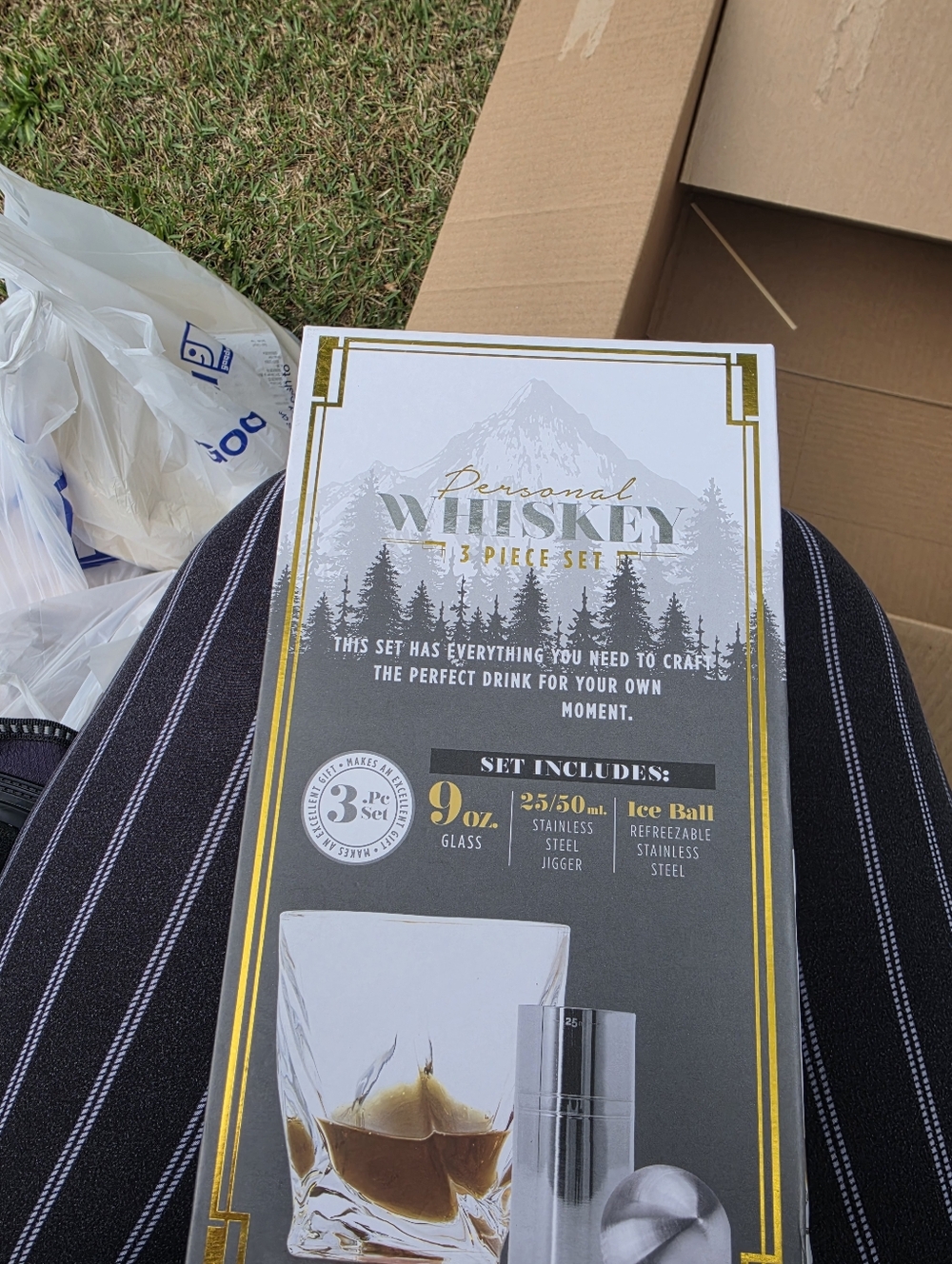 Personal Whiskey 3-Piece Set - Gold & Gray Packaging